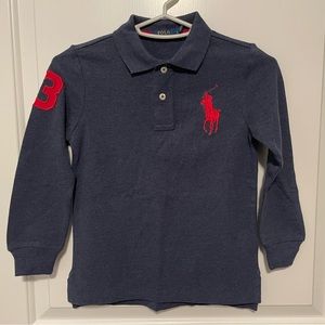 Polo Ralph Lauren Boys Polo Size 6 Navy Long Sleeve NWT
